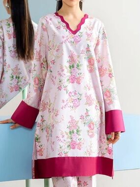 Republic Womenswear Floral Tunic Top Pink Rose Print Boho Cottagecore Medium